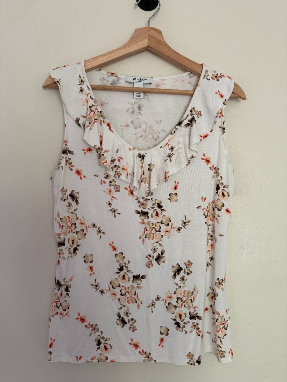 WHBM Floral Ruffle-Neck Tank